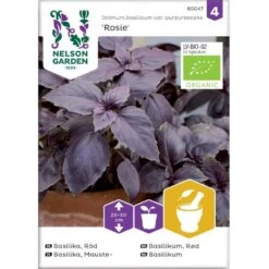 Rød Basilikum 'Rosie' Øko Ocimum Basilicum Var. Purpurascens 'Rosie' Frøpose, Antal Pr. Pakke, Ca. 50 Stk.