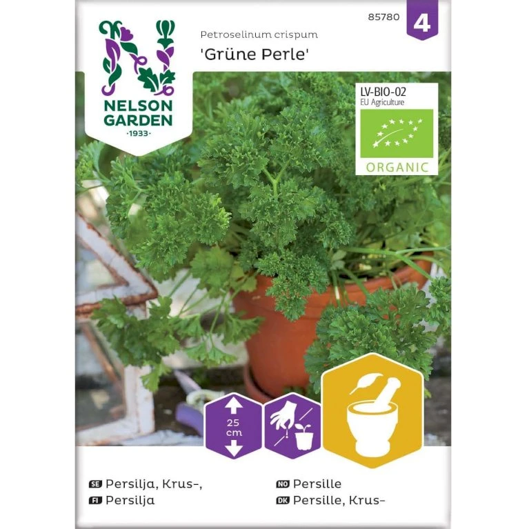 Kruspersille 'Grüne Perle' Øko Petroselinum Crispum 'Grüne Perle' Frøpose, Antal Pr. Pakke, Ca. 120 Stk. 3 Kruspersille 'Grüne Perle' Øko Petroselinum Crispum 'Grüne Perle' Frøpose, Antal Pr. Pakke, Ca. 120 Stk.