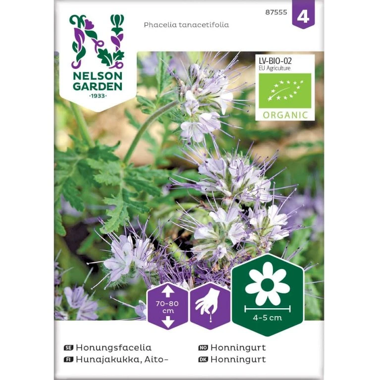 Blå Honningurt Øko Phacelia Tanacetifolia Frøpose, Antal Pr. Pakke, Ca. 40 Stk. 3 Blå Honningurt Øko Phacelia Tanacetifolia Frøpose, Antal Pr. Pakke, Ca. 40 Stk.