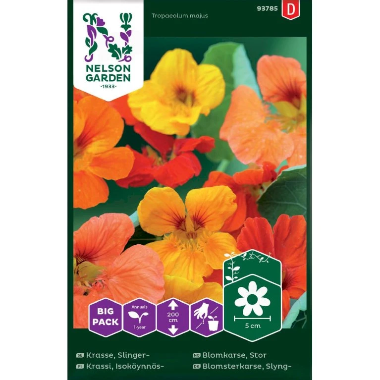 Slyngblomsterkarse Mix Big Pack Tropaeolum Majus 3 Slyngblomsterkarse Mix Big Pack Tropaeolum Majus