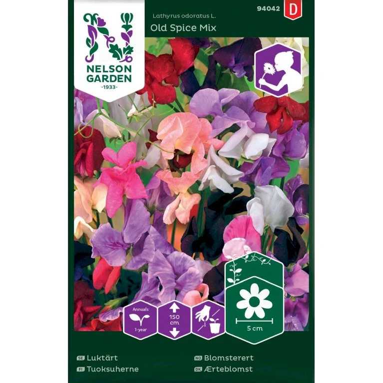 Ærteblomst 'Old Spice Mix' Lathyrus Odoratus L. 'Old Spice' Mix 3 Ærteblomst 'Old Spice Mix' Lathyrus Odoratus L. 'Old Spice' Mix