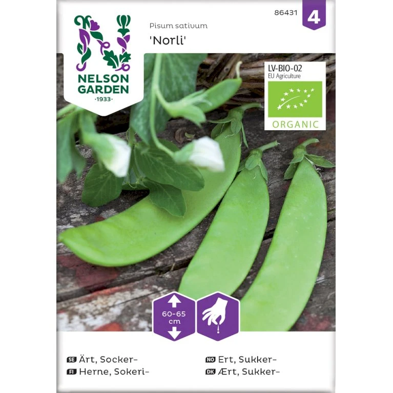 Lav Sukkerært 'Norli' Øko Pisum Sativum 'Norli' Frøpose, Antal Pr. Pakke, Ca. 50 Stk. 3 Lav Sukkerært 'Norli' Øko Pisum Sativum 'Norli' Frøpose, Antal Pr. Pakke, Ca. 50 Stk.