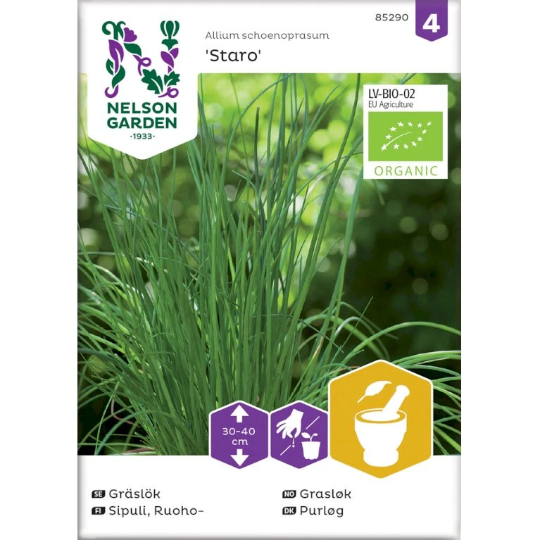 Purløg 'Staro' Øko Allium Schoenoprasum 'Staro' Frøpose, Antal Pr. Pakke, Ca. 12 Stk. 3 Purløg 'Staro' Øko Allium Schoenoprasum 'Staro' Frøpose, Antal Pr. Pakke, Ca. 12 Stk.