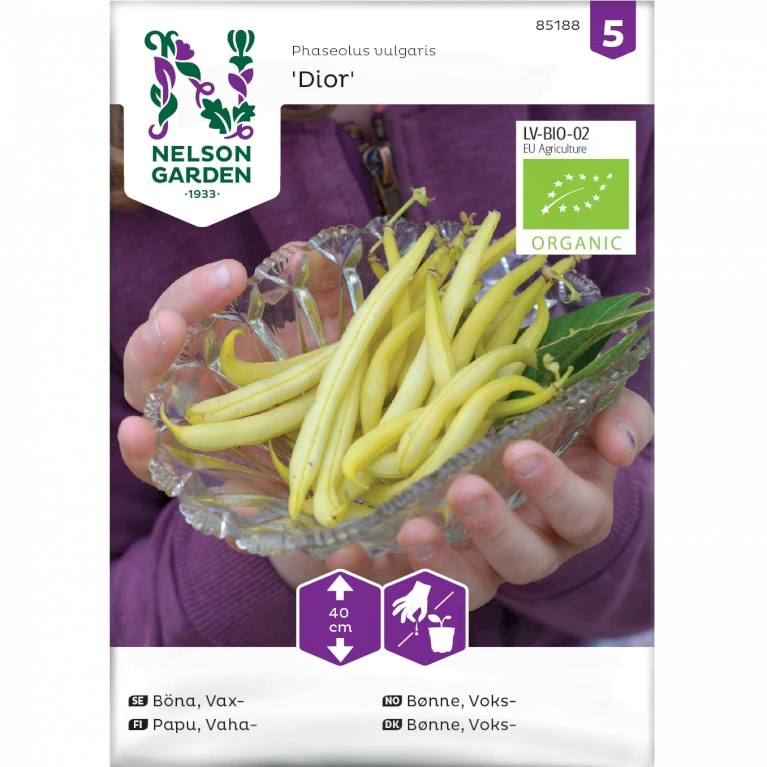 Voksbønne 'Dior' Øko Phaseolus Vulgaris 'Dior' Frøpose, Antal Pr. Pakke, Ca. 30 Stk.